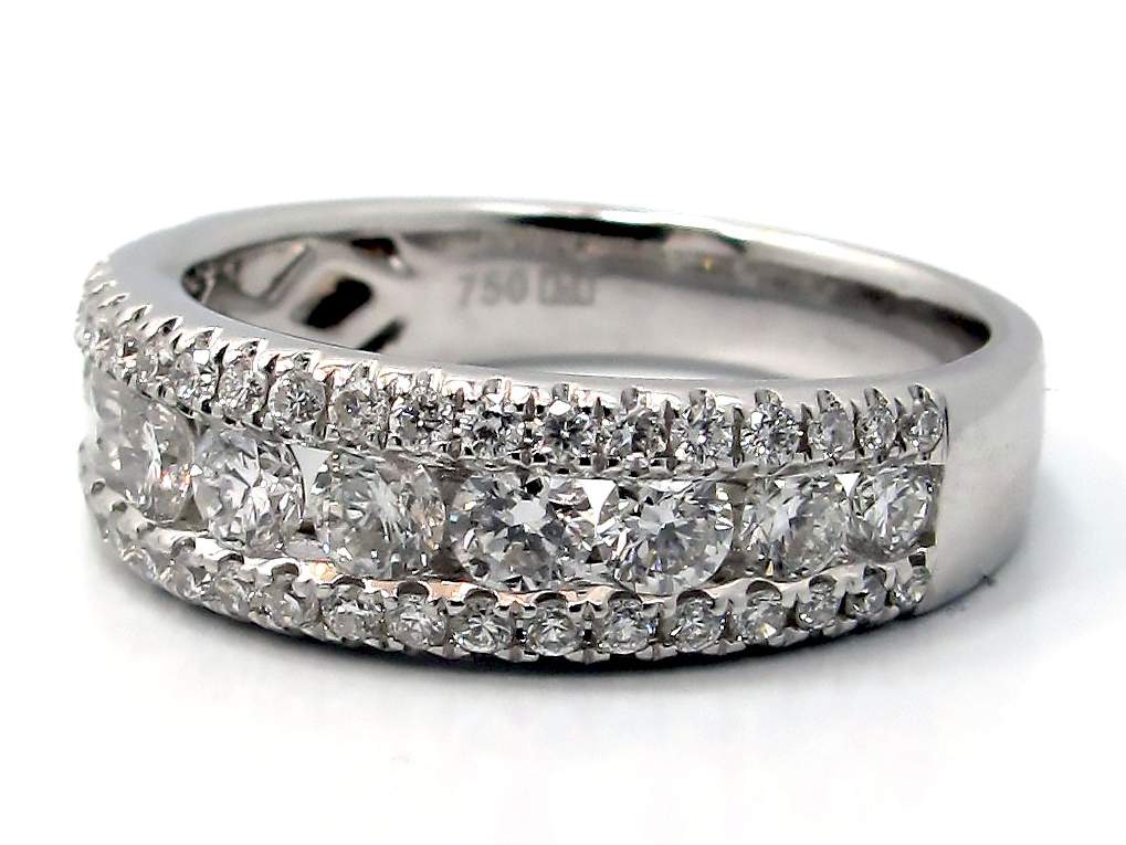 This is a picture of a Tapered Diamond Band in 18k White Gold