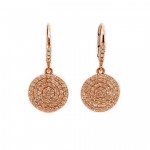 This is a picture of Pave Diamond Disc Earrings in 14k Rose Gold
