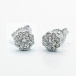 This is a picture of Floral Halo Diamond Stud Earrings