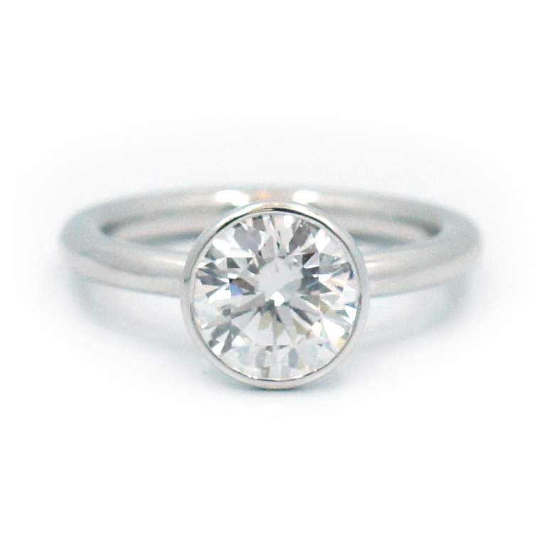 This is a picture of a Platinum Elevated Bezel Solitaire Diamond Setting