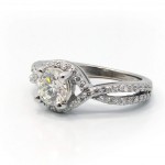 This is a picture of a Criss Cross Split Shank Halo Set Engagement Ring