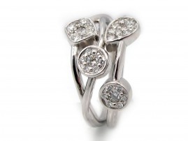 This is a picture of a Weave Design Diamond Ring in 14k White Gold