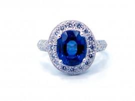 This is a picture of a Ceylon Sapphire and Diamond Ring