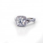 This is a picture of a Twisted Split Shank Cushion Halo Diamond Engagement Band