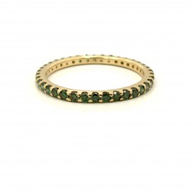This is a picture of a Forest Green Diamond Eternity Band in 14k Yellow Gold
