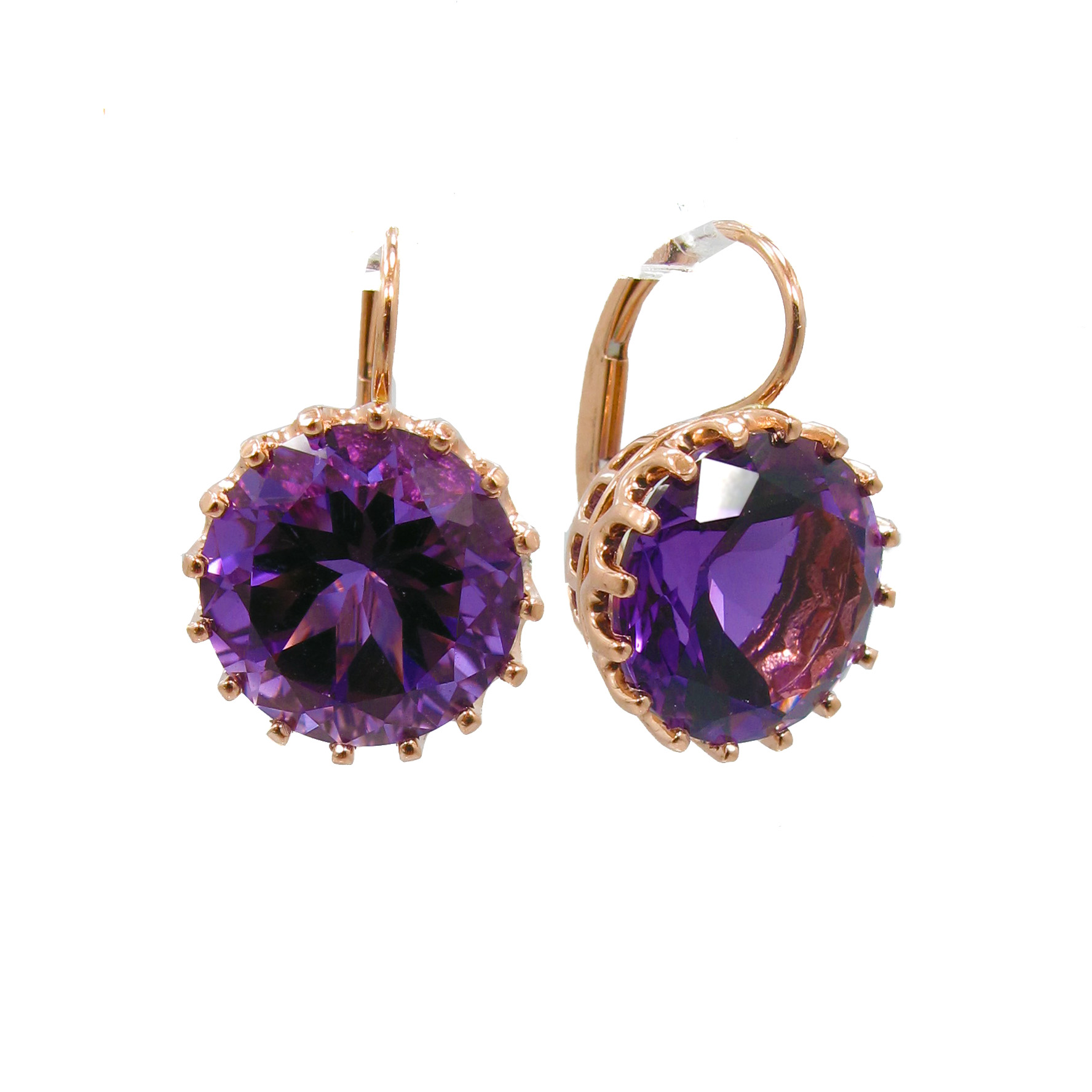 Amethyst and Rose Gold Earrings