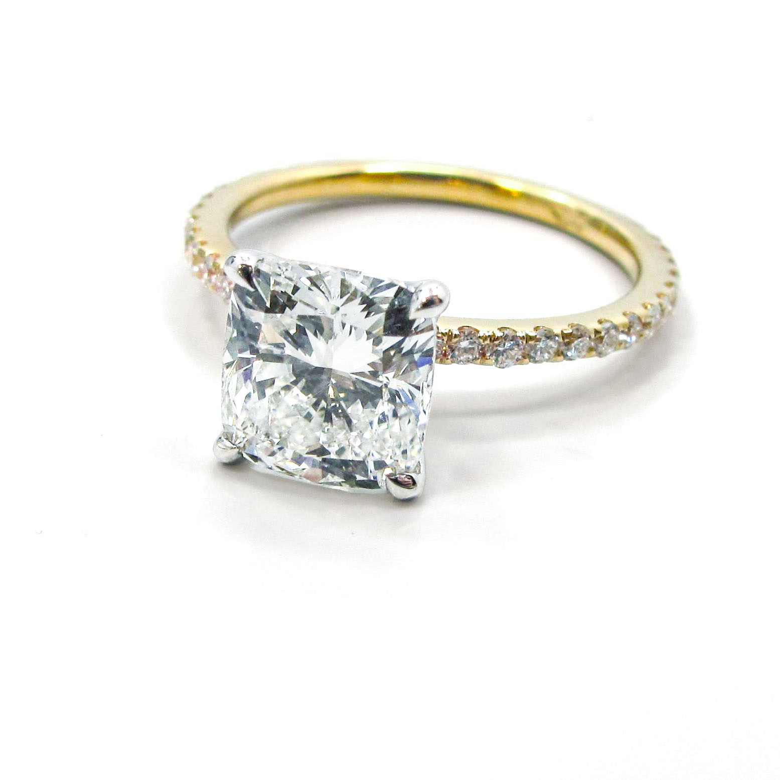 Cushion Diamond Engagement Ring in Yellow Gold