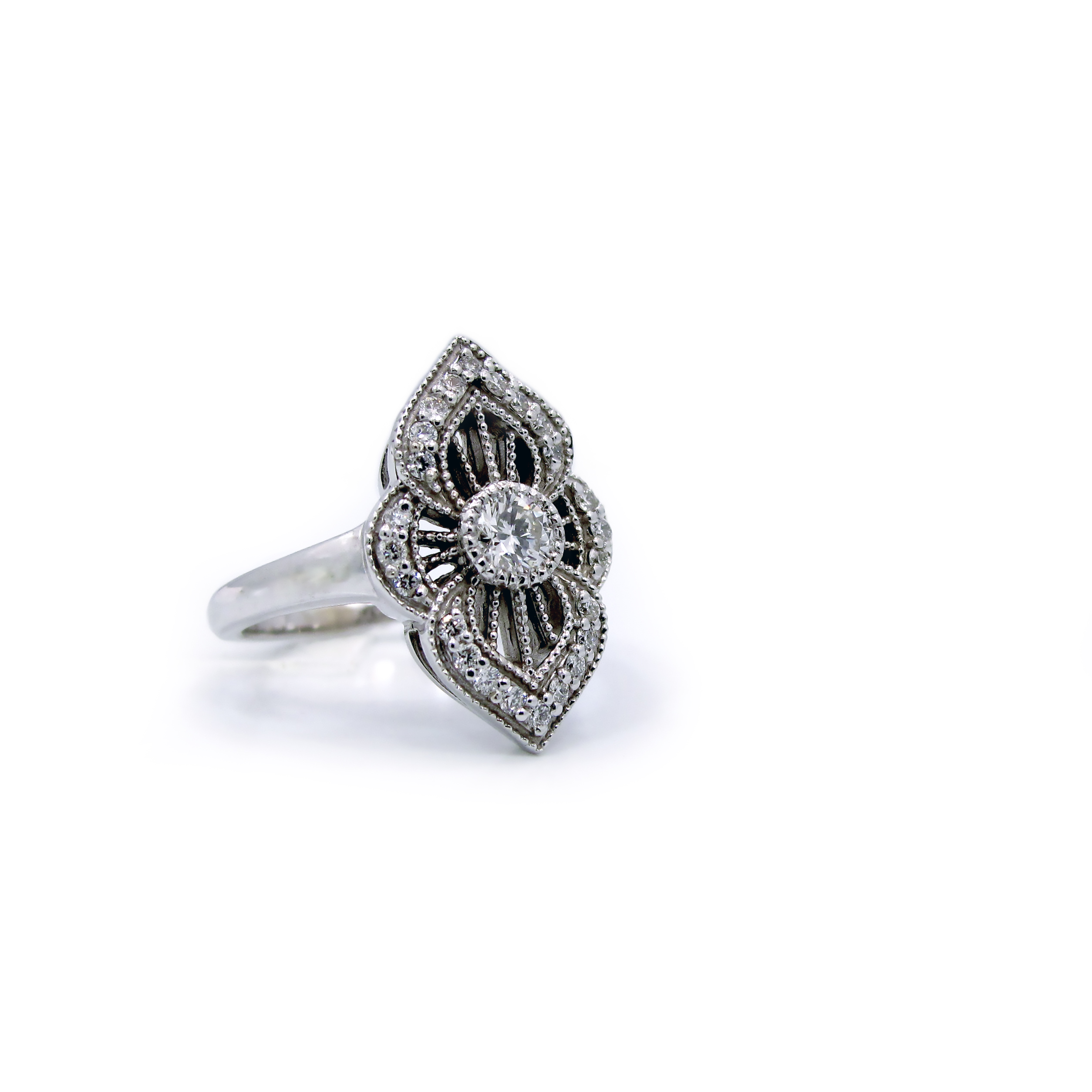 This is a picture of a Vintage Style Diamond Cocktail Ring