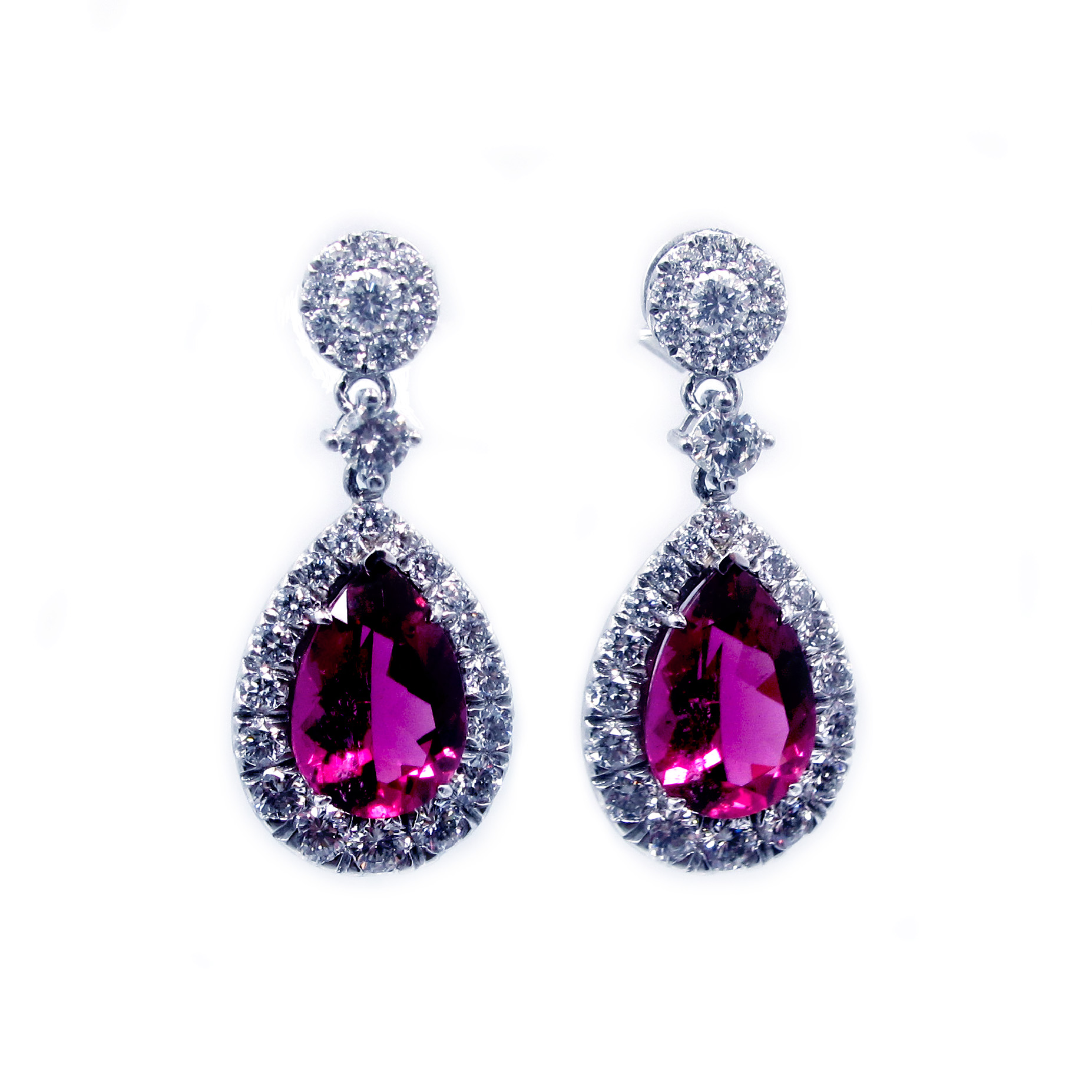 Rubellite and Diamond Dangle Earrings