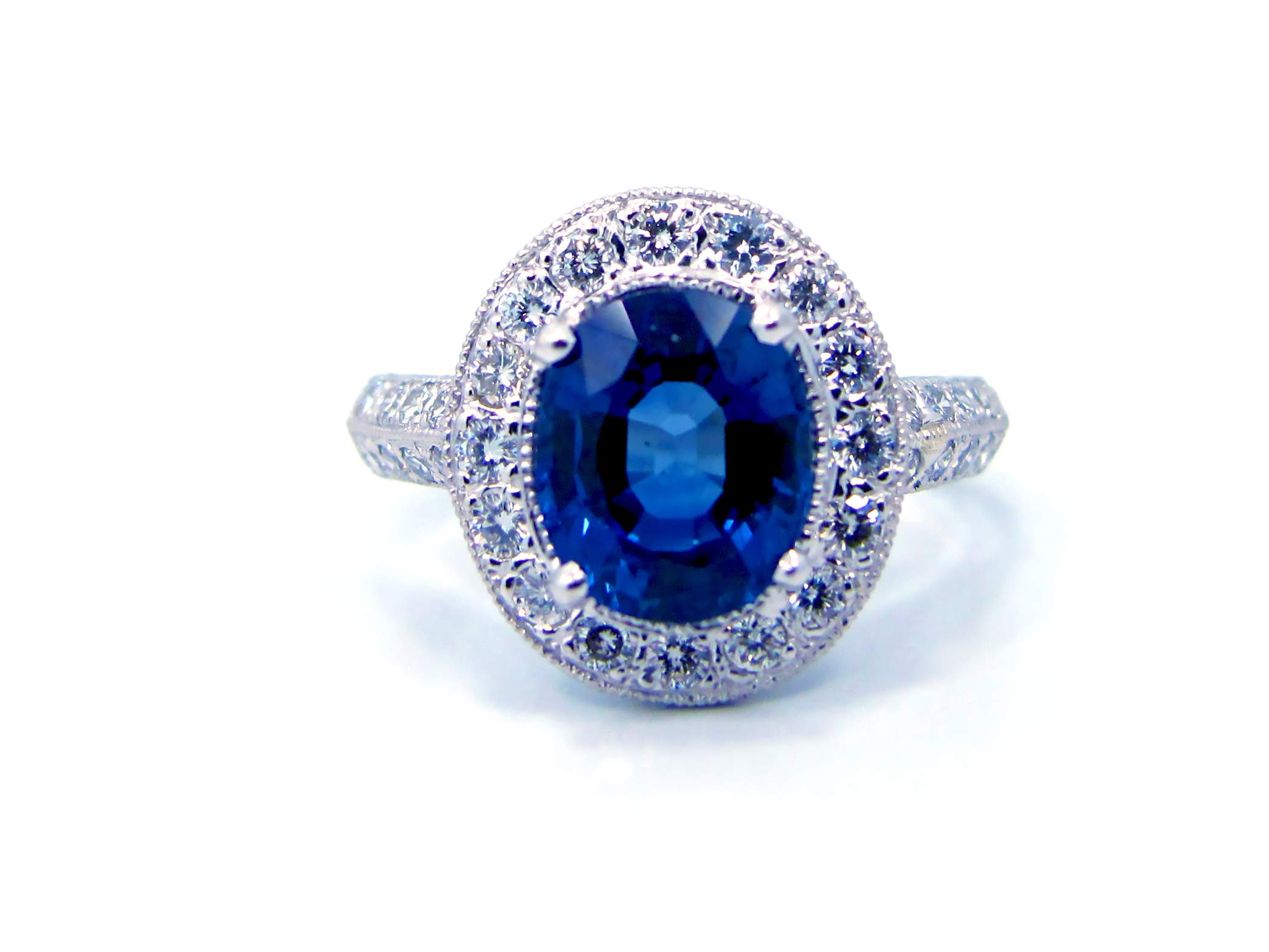 This is a picture of a Ceylon Sapphire and Diamond Ring