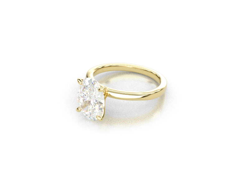 Solitaire Engagement Ring in Yellow Gold. Oval Diamond