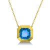 this is a picture of a Blue Topaz octagon gold necklace