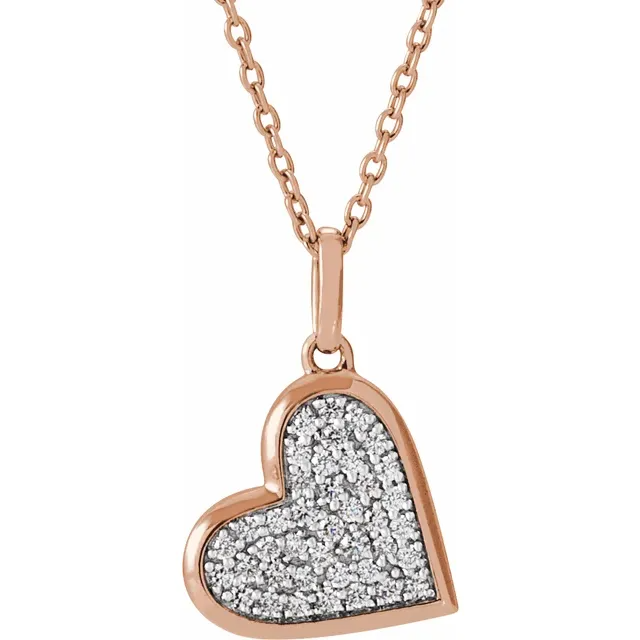 Rose Gold Pave Heart Pendant Necklace