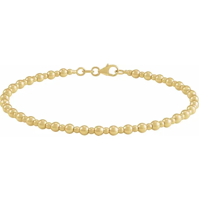 14K Yellow Beaded 7" Bracelet