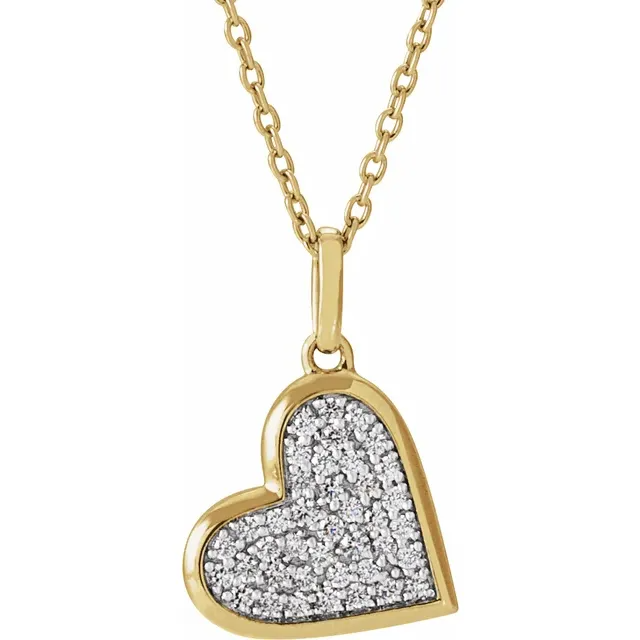 Gold Pave Heart Pendant Necklace