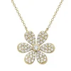 Gold Pave and Bezel Diamond Flower Necklace